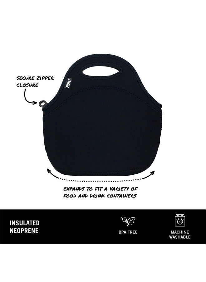 Built - BUILT Gourmet Getaway Soft Neoprene Lunch Tote Bag Lightweight, Insulated and Reusable, One Size, Black - Image 1