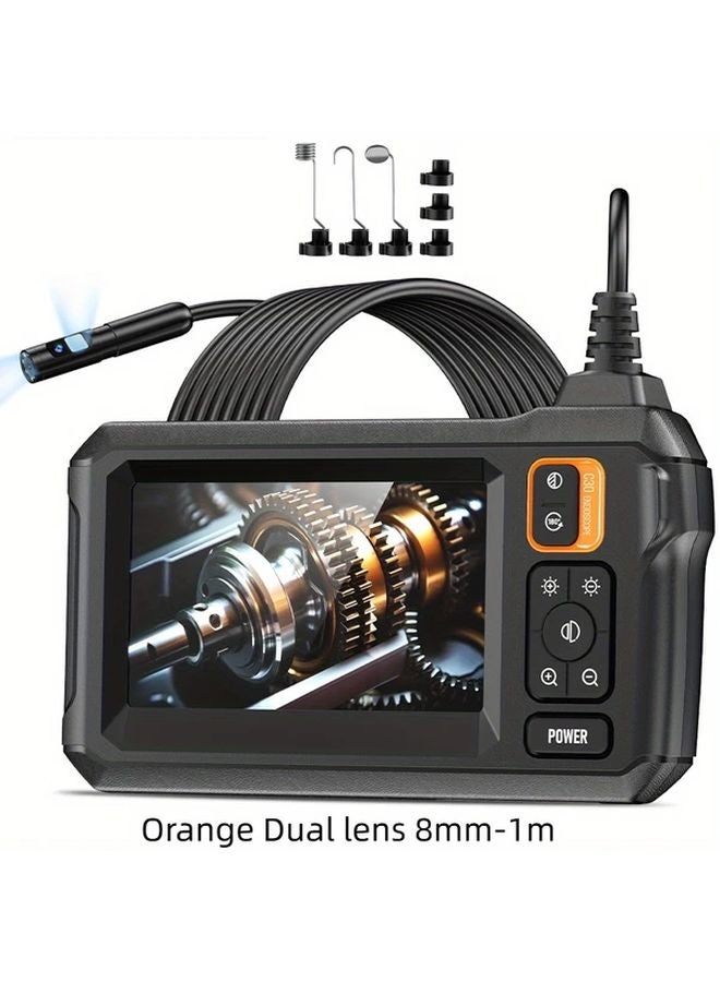 Orange Dual Lens 8mm Industrial Borescope 4.3 Inch IPS LCD Screen IP67 Camera - Image 1