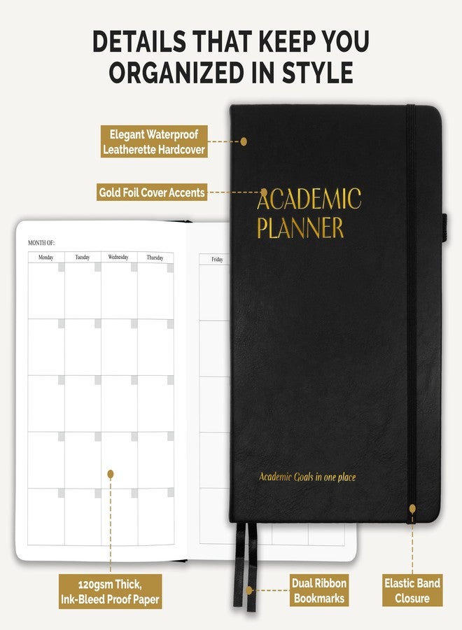 Decorably 240 Pages Gold Foil Monthly & Weekly Undated College Student Planner with Stickers, 6x8.6in Leatherette Hardcover with Goals, Priorities, to-dos, Habit Tracker & Notes - Home, School, Office - Image 5