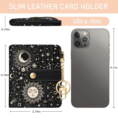 Jogjam Sun and Moon Rfid Women Wallet, Small Slim Thin Credit Card Wallet, PU Leather Bifold Cash Zipper Coin Pocket ID Window for Female Ladies Teen Girls Girly - Image 5
