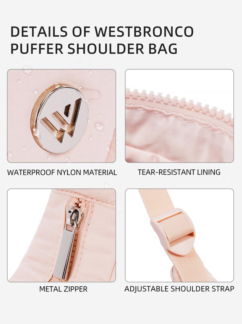 WESTBRONCO Small Puffer Crescent Shoulder Bag for Women, Nylon Quilted Shoulder Purses, Puffy Handbags with Adjustable Strap - Image 5