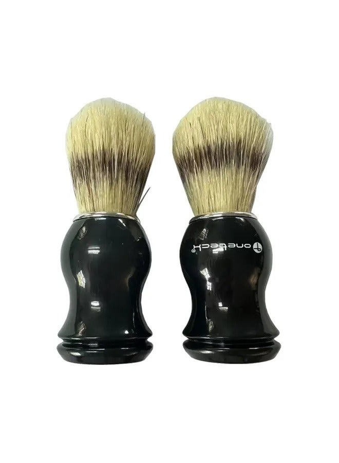 وان تيك فرشاة الحلاقة الرجالية من ون تك - شعيرات شعر الغرير المقلدة فائقة الامتصاص للحصول على رغوة غنية وحلاقة ناعمة، مقبض أسود