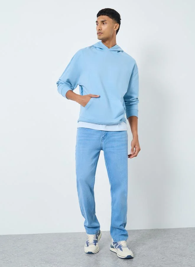 Styli Styli Light Blue Graphic Print Oversized Hoodie