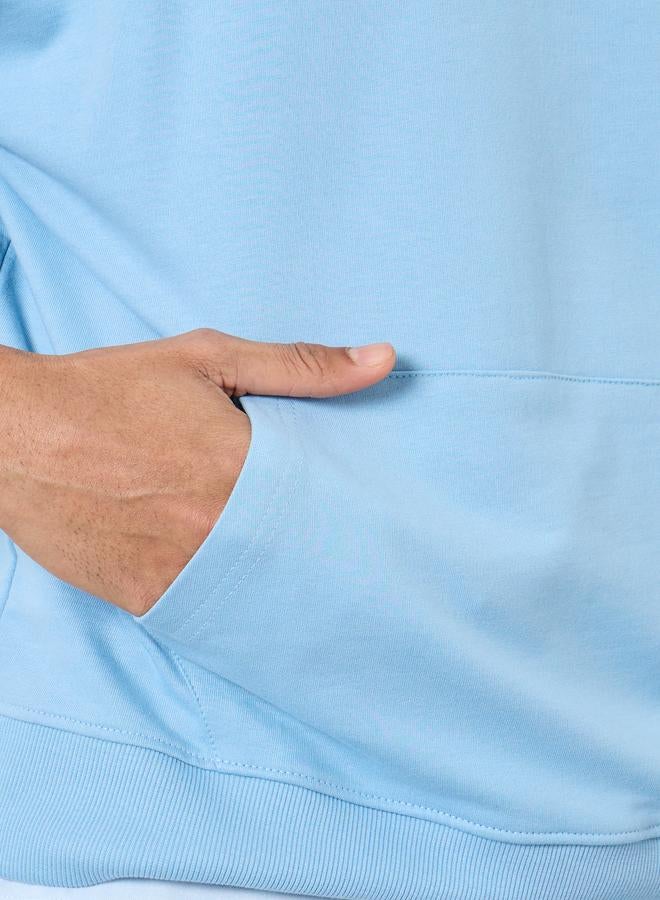 Styli Light Blue Graphic Print Oversized Hoodie - Image 4