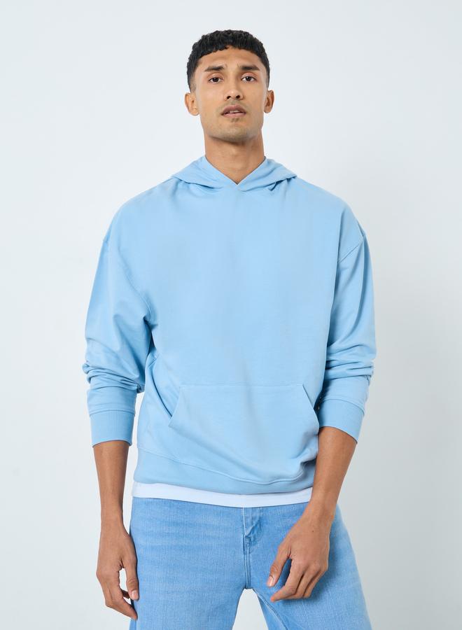 Styli Light Blue Graphic Print Oversized Hoodie - Image 3
