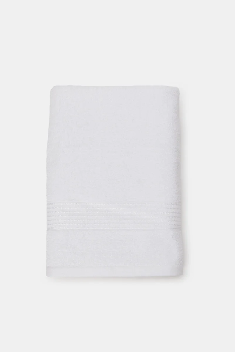 Redtag White and Navy Soft Cotton Bath Towel