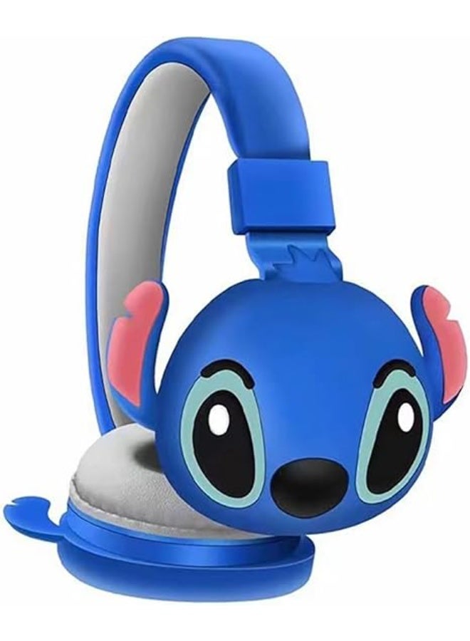 Stitch Factory Mall سماعات بلوتوث لاسلكية بنمط Blue Stitch للأطفال ، سماعات رأس قابلة للطي للأطفال مع تقليل الضوضاء ، مناسبة لسماعات الرأس الاستريو للأطفال لبطاقات TF والهواتف المحمولة والأجهزة اللوحية（سماعات أذن قابلة للطي، بدون علبة تغليف） - Image 1
