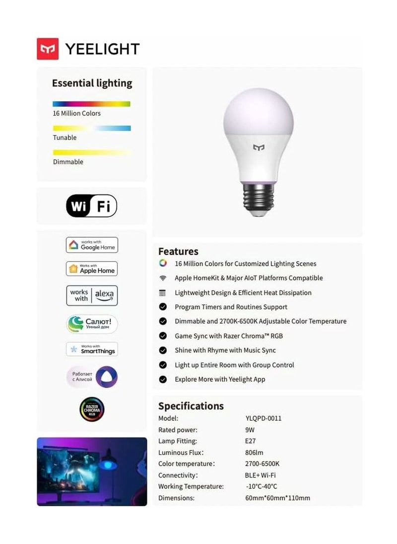 Yeelight - Yeelight Smart LED Bulb W4 Lite (Multicolor) - 1 pack - Image 1