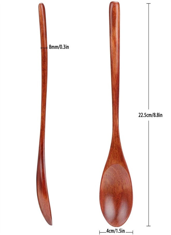 Generic Wooden Spoons, 3pcs Wood Soup Spoons for Eating Mixing Stirring, Long Handle Spoon with Japanese Style Kitchen Utensil  - Image 3