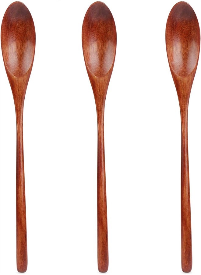 Generic Wooden Spoons, 3pcs Wood Soup Spoons for Eating Mixing Stirring, Long Handle Spoon with Japanese Style Kitchen Utensil  - Image 1