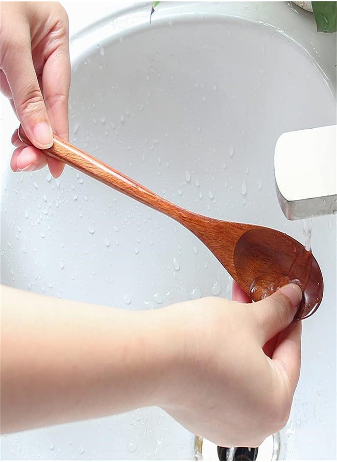 Generic Wooden Spoons, 3pcs Wood Soup Spoons for Eating Mixing Stirring, Long Handle Spoon with Japanese Style Kitchen Utensil  - Image 2