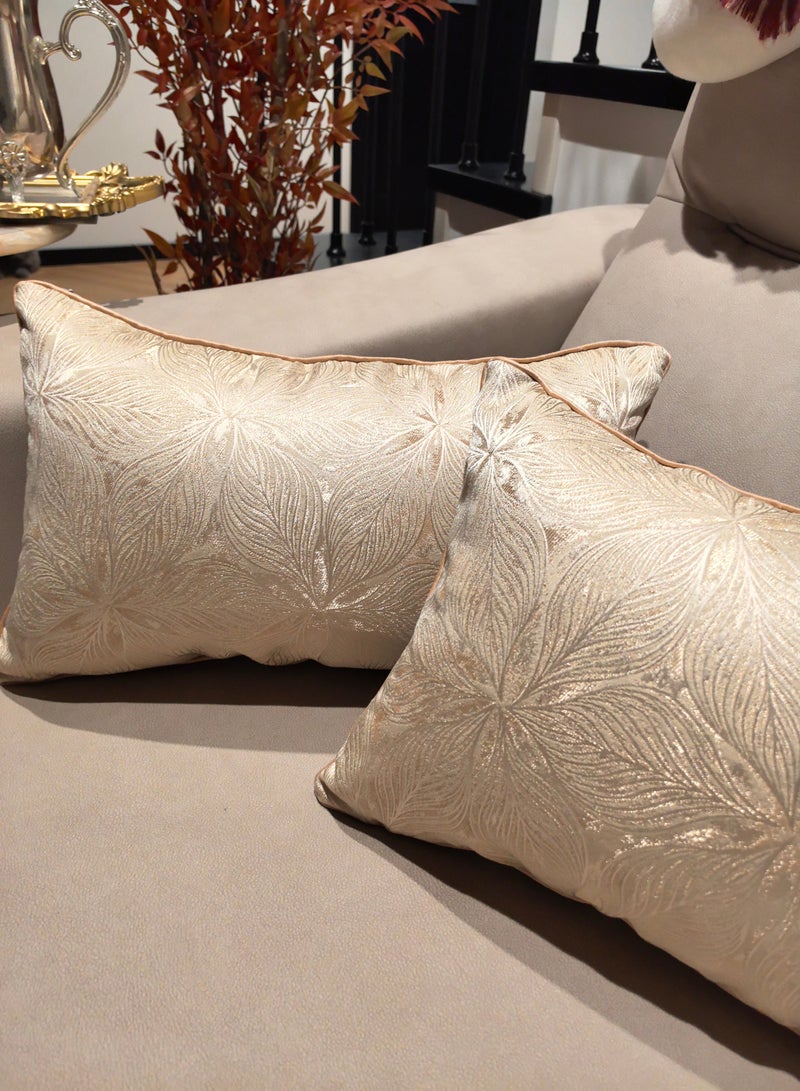 Pack of 2, Noble golden flower Decorative Lumbar pillows Throw Pillow Cover Cushion Covers Pillowcase, Home Decorations for Sofa Couch Bed Chair 30x50 cm - Image 1