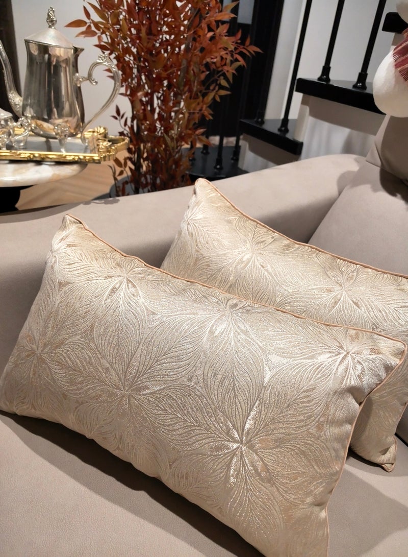 Pack of 2, Noble golden flower Decorative Lumbar pillows Throw Pillow Cover Cushion Covers Pillowcase, Home Decorations for Sofa Couch Bed Chair 30x50 cm - Image 2
