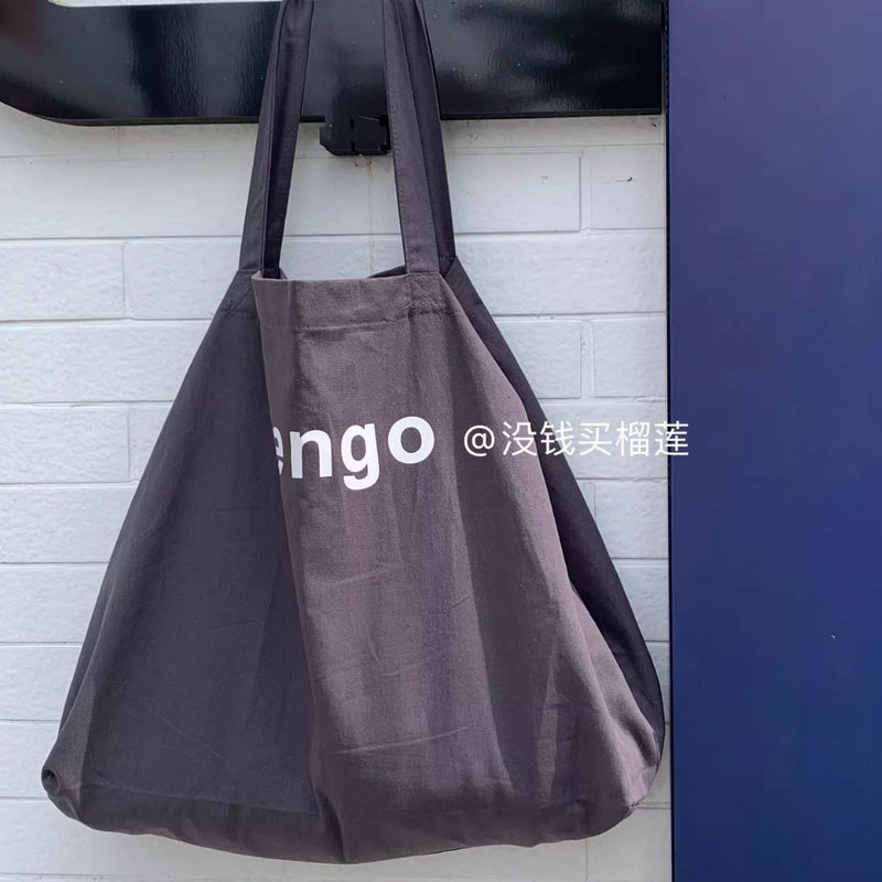 Women's Canvas Shoulder Tote Bag with Letter Print - Image 3