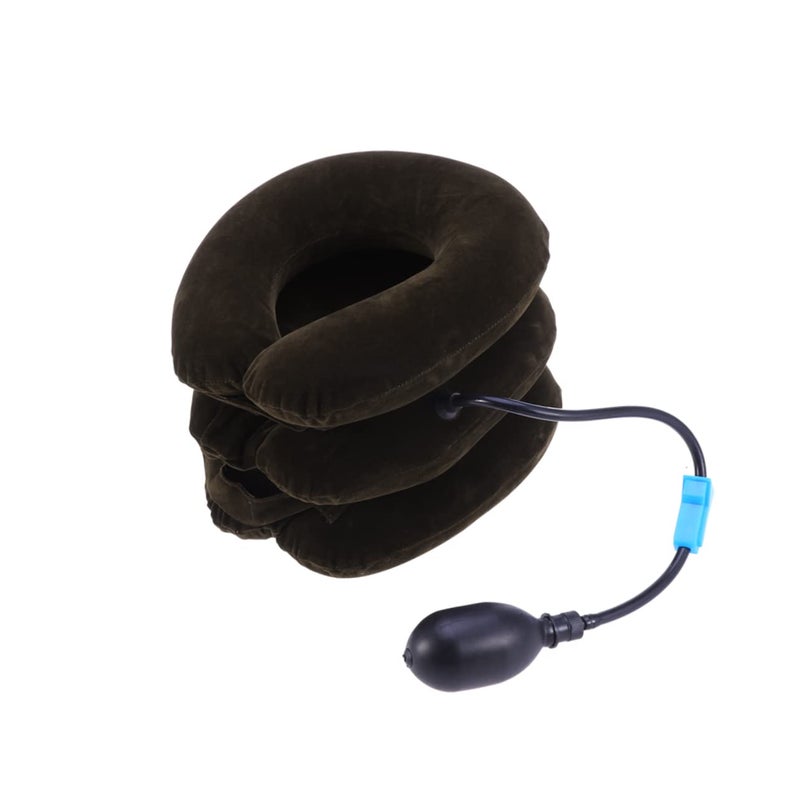 Healeved 1Pc Neck Traction Device Neck Puller Neck Stretcher Neck Spondylosis Pillow Inflatable Neck Cushion Neck Cushion Mssager Portable Winder Neck Pad Coffee - Image 1