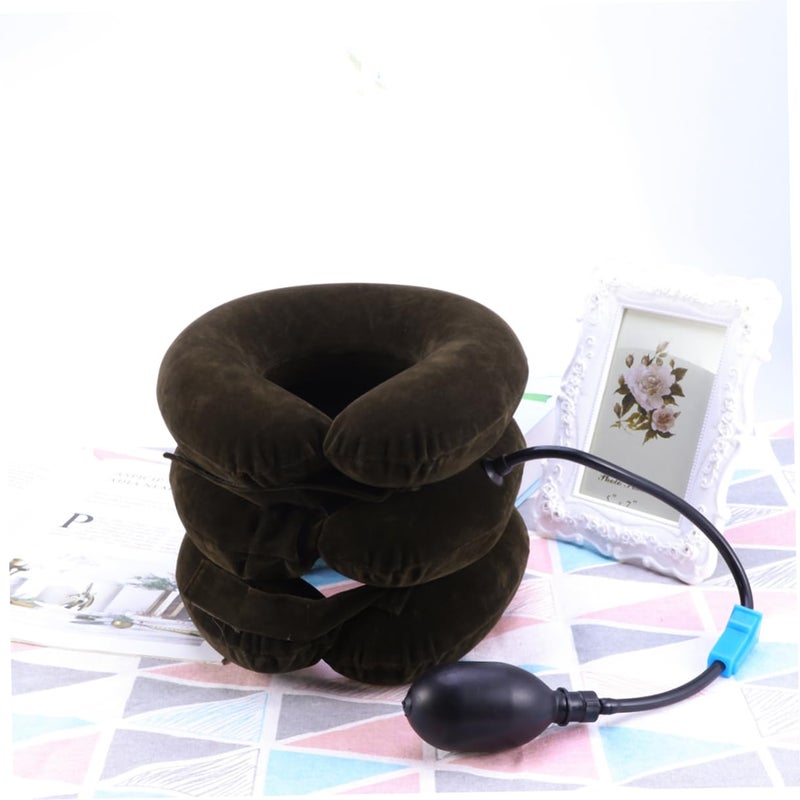 Healeved 1Pc Neck Traction Device Neck Puller Neck Stretcher Neck Spondylosis Pillow Inflatable Neck Cushion Neck Cushion Mssager Portable Winder Neck Pad Coffee - Image 5