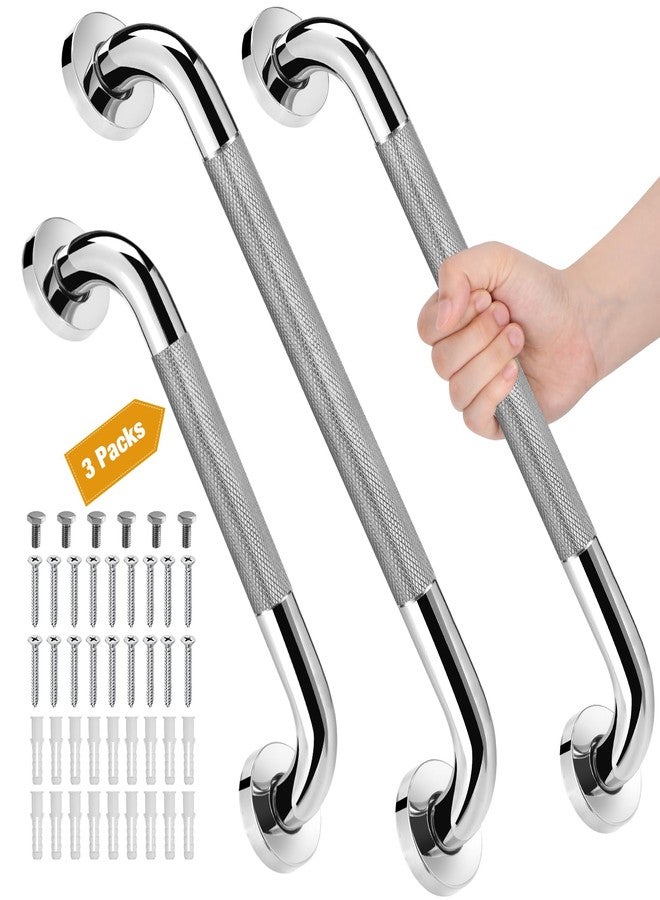 Fertoriy 3 Packs Shower Grab Bars for Bathroom, 2 x 16 Inch & 1 x 12 Inch Safety Handicap Grab Bars for Wall, Anti-Slip Shower Handles for Elderly, Seniors, Disabled, Shower Handrails for Bathtub Toilet - Image 1