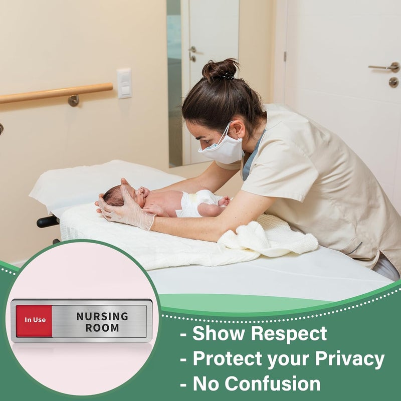 Abudada Nursing Room Door Sign with Slider, Do Not Disturb Privacy Office Sign, In Use/Available Acrylic Sliding Indicator for Business Hospital Home, Brushed Silver 8" x 2.6" - Image 4