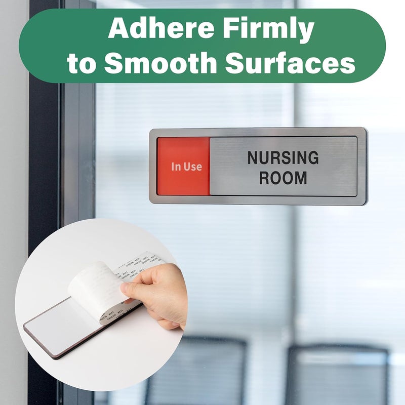 Abudada Nursing Room Door Sign with Slider, Do Not Disturb Privacy Office Sign, In Use/Available Acrylic Sliding Indicator for Business Hospital Home, Brushed Silver 8" x 2.6" - Image 5