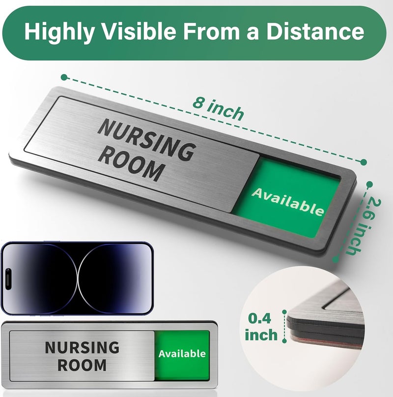 Abudada Nursing Room Door Sign with Slider, Do Not Disturb Privacy Office Sign, In Use/Available Acrylic Sliding Indicator for Business Hospital Home, Brushed Silver 8" x 2.6" - Image 3