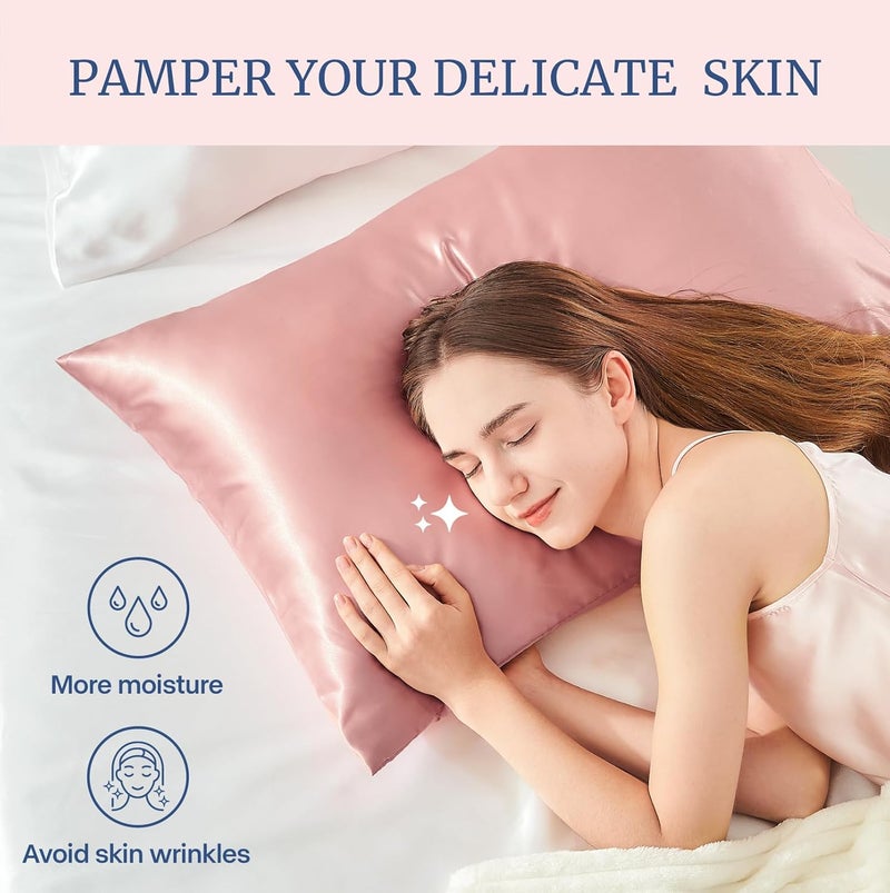 BEDELITE All user friendly build Satin Pillowcase for Hair and Skin, Super Soft and Cooling Similar to Silk Pillow Cases 2 Pack with Envelope Closure, Gift for Women Men(20"x40" King Size, Rose Pink) Strong durable raw material - Image 3