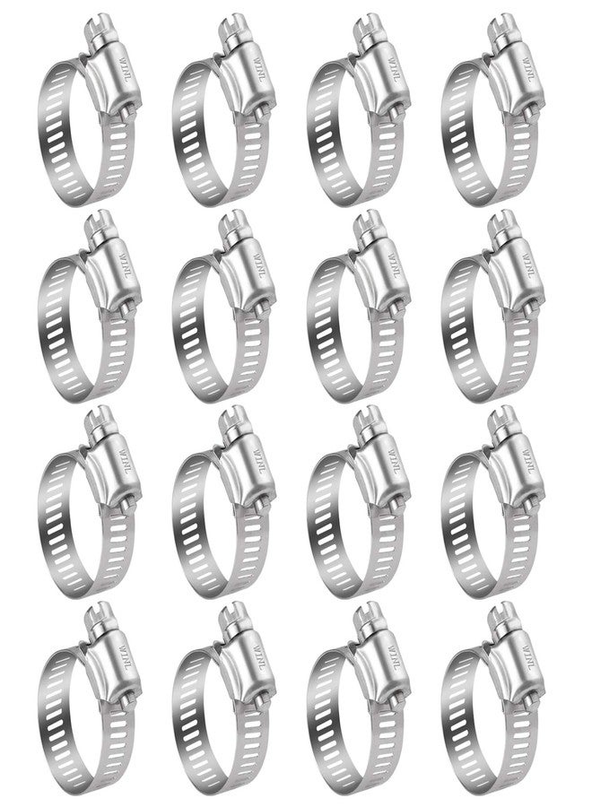 WINL Stainless Steel Hose Clamps - 16 Pack Worm Gear Drive Hose Clamps All 304 Stainless Steel SAE 16 Clamping Range from 3/4 Inch to 1-1/2 Inch (19mm-38mm) for Automotive Plumbing - Image 1
