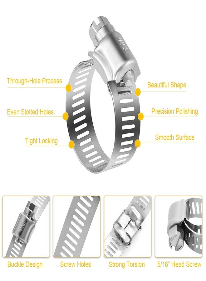 WINL Stainless Steel Hose Clamps - 16 Pack Worm Gear Drive Hose Clamps All 304 Stainless Steel SAE 16 Clamping Range from 3/4 Inch to 1-1/2 Inch (19mm-38mm) for Automotive Plumbing - Image 4