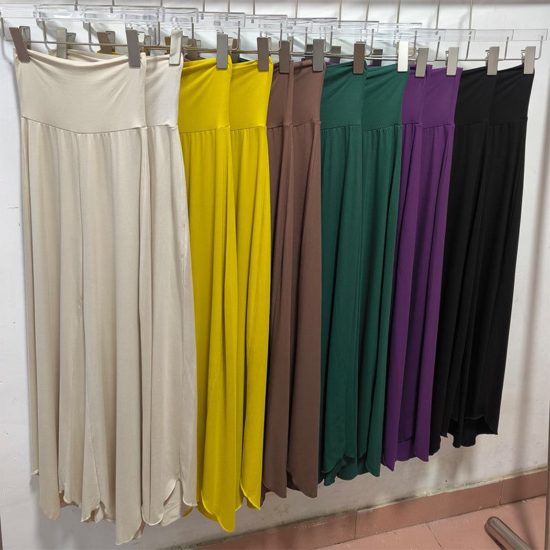 Bali Yoga Pants High Waist Bamboo Fabric Loose Fit Apricot  - Image 4