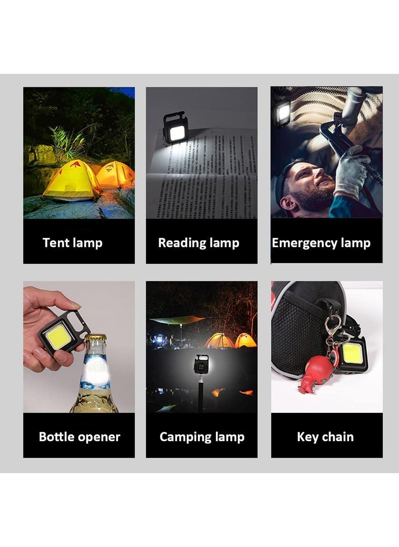 SEAHAVEN - SEAHAVEN Small Flashlight Multifunction Keychain Led Light with Bottle Opener Magnetic Base and Folding Bracket Mini Cob 500 lumens Rechargeable Multifunctional Emergency Light Keychain - Image 1