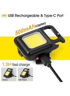 SEAHAVEN SEAHAVEN Small Flashlight Multifunction Keychain Led Light with Bottle Opener Magnetic Base and Folding Bracket Mini Cob 500 lumens Rechargeable Multifunctional Emergency Light Keychain  - Image 2