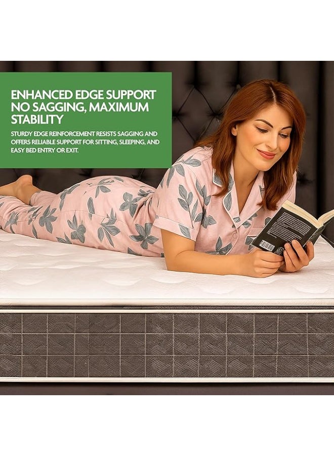 EASELIVING Pocket Euro Top Mattress - W 90 x L 190 x D 28 cm | Medium Firm Bed with Plush Comfort | Motion Isolation and Foam Encased Edge Support | Breathable Knit Fabric - Image 4