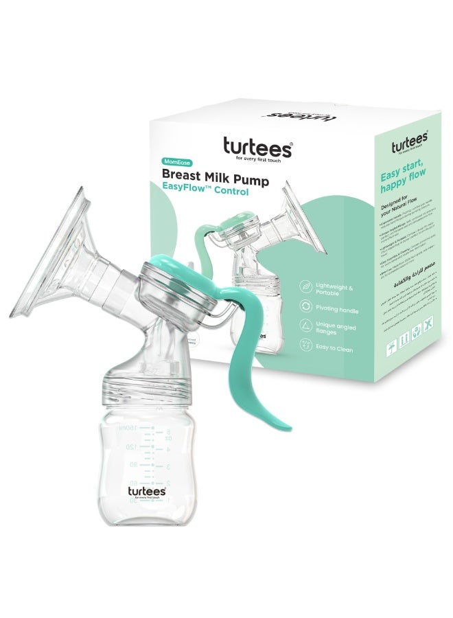 Turtees Manual Breast Pump - Portable Hand Breast Pump, BPA-Free 150ml Milk Collector, Soft Silicone Cushion, One-Hand Portable Hand Pump, Leak-Proof, Travel Friendly Breastfeeding Pump for Moms - Image 1