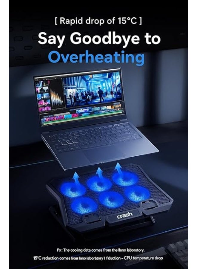 كراش قاعدة تبريد لابتوب C6000 مع مروحة قوية وإضاءة كراش - Image 4