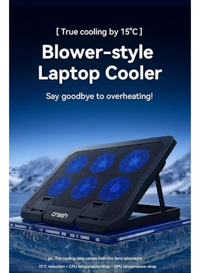 كراش قاعدة تبريد لابتوب C6000 مع مروحة قوية وإضاءة كراش - Image 3