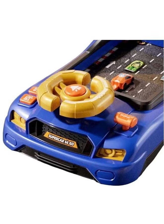 Kids Electric Driving Simulator Racing Car Toy Musical Steering Wheel Toy for Children with Light and Music Interactive Educational Toy - Blue - Image 3