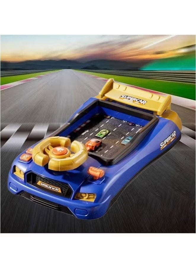 Kids Electric Driving Simulator Racing Car Toy Musical Steering Wheel Toy for Children with Light and Music Interactive Educational Toy - Blue - Image 2