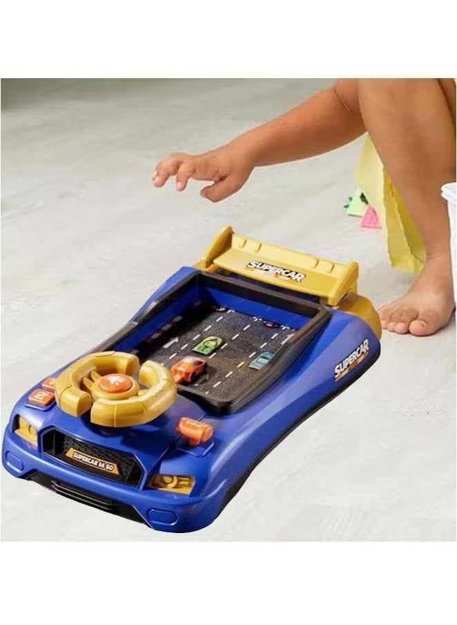 Kids Electric Driving Simulator Racing Car Toy Musical Steering Wheel Toy for Children with Light and Music Interactive Educational Toy - Blue - Image 5