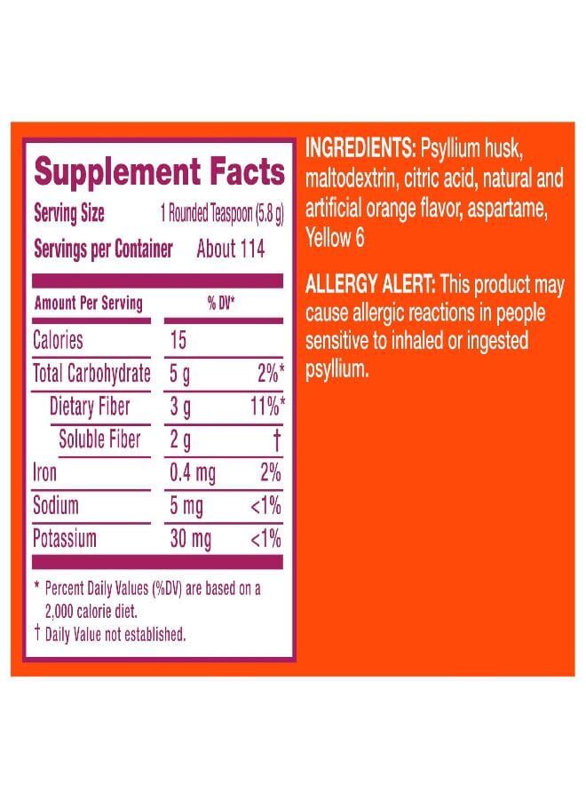 Metamucil Metamucil 4 in 1 Daily Fiber Supplement Powder, Fiber Powder for Digestive Health and Regularity*, Sugar-Free, Orange, Naturally Sourced Psyllium Fiber, 114 teaspoons  - Image 3