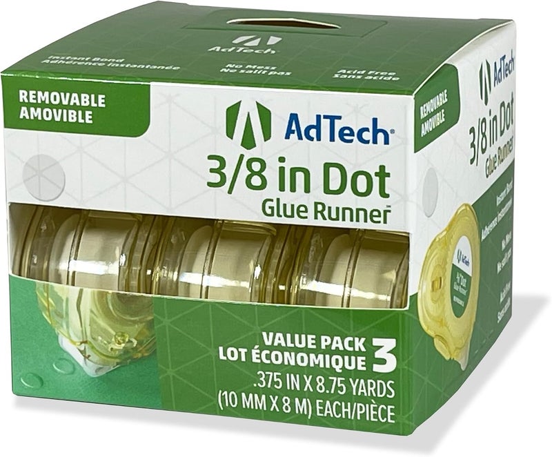 Adtech Removable Adhesive Dots Glue Runner, Clear .375" - 3 Pack - Image 3