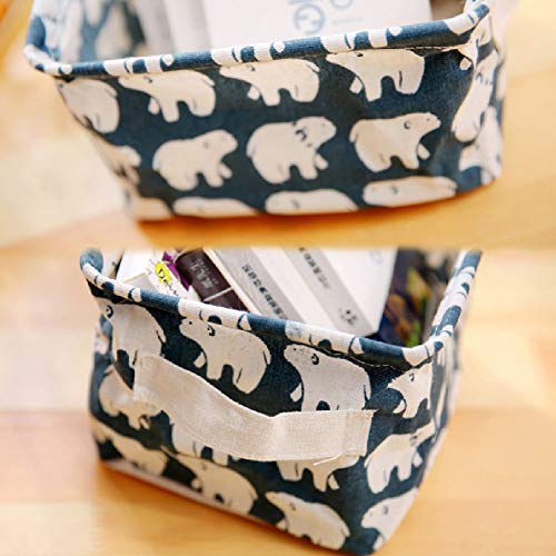 KolorFish Cute Fabric Storage Basket Bins, Home Decor Canvas Organizers Bag, Storage Bins Basket for Adult Makeup, Baby Toys Liners, Books (Dark Blue) - Pack of 4 - Image 5