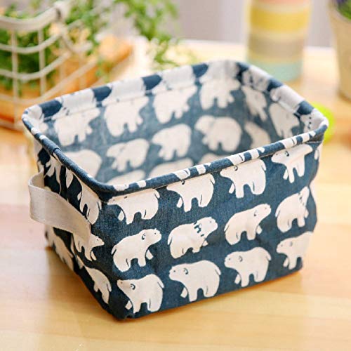 KolorFish Cute Fabric Storage Basket Bins, Home Decor Canvas Organizers Bag, Storage Bins Basket for Adult Makeup, Baby Toys Liners, Books (Dark Blue) - Pack of 4 - Image 3