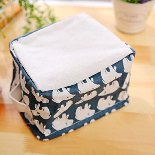 KolorFish Cute Fabric Storage Basket Bins, Home Decor Canvas Organizers Bag, Storage Bins Basket for Adult Makeup, Baby Toys Liners, Books (Dark Blue) - Pack of 4 - Image 4