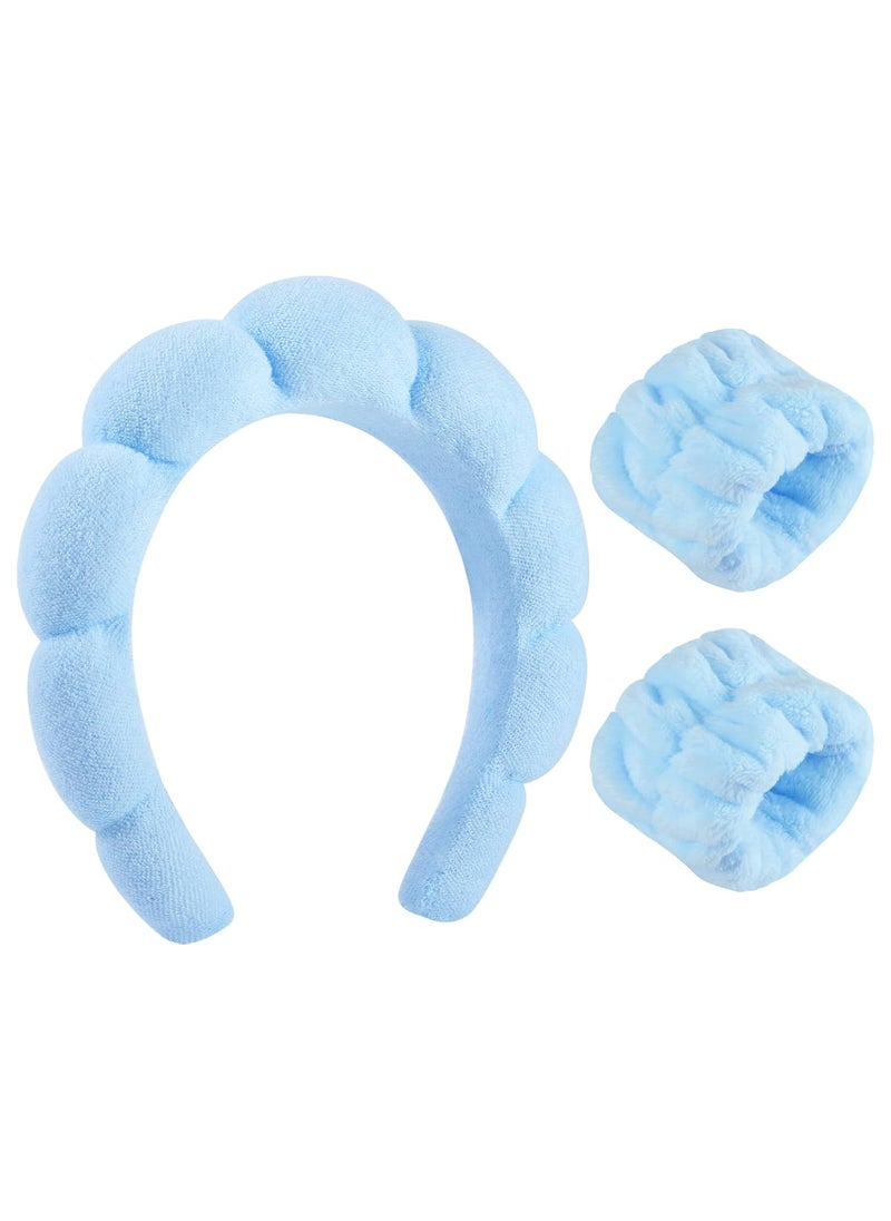 WSICSE - Sponge Spa Headband for Women Makeup Headband and Wrist Washband Set Skincare Headband for Teen Girl Valentines Day Gifts Trendy Stuff - Image 1