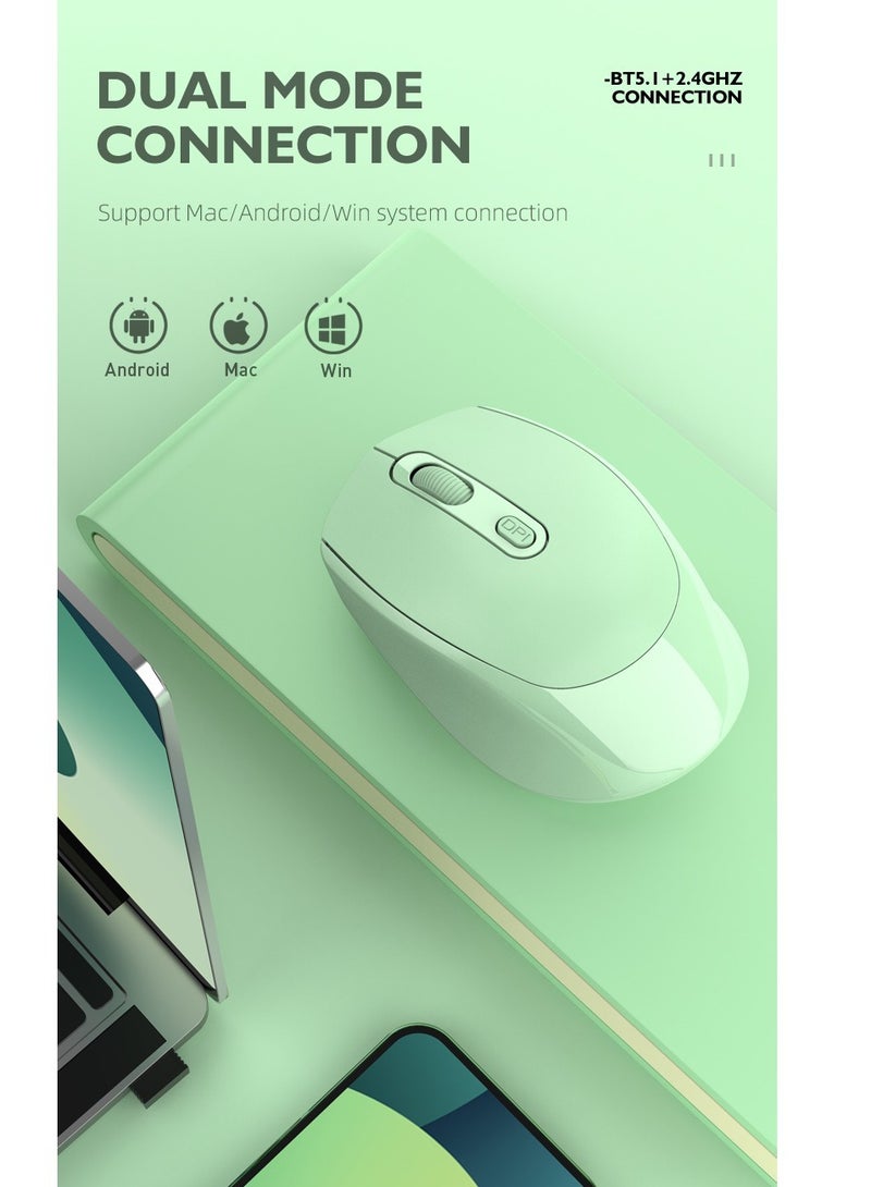 GULFLINK M107 2.4G Wireless Mouse Ergonomic Office Mouse with 3-gear Adjustable DPI Built-in 500mAh Green  - Image 4