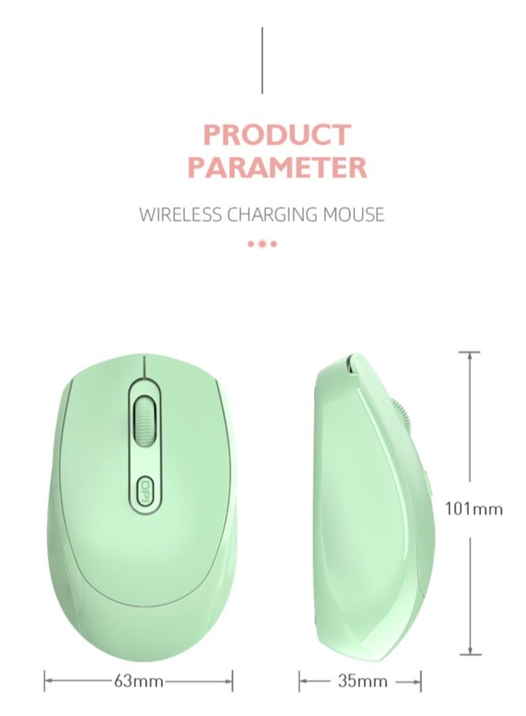 GULFLINK M107 2.4G Wireless Mouse Ergonomic Office Mouse with 3-gear Adjustable DPI Built-in 500mAh Green  - Image 5