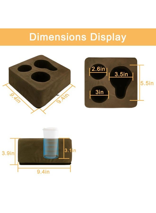 NISDOING Couch Cup Holder Pillow, Couch Cup Holder Tray! Keep Drinks Hand Reach and KeepTemp, Prevent Spills and Use Anywhere. Cup Holder for Couch, Bed, Car, Courtyard, Park, Beach. Dark Brown - Image 5