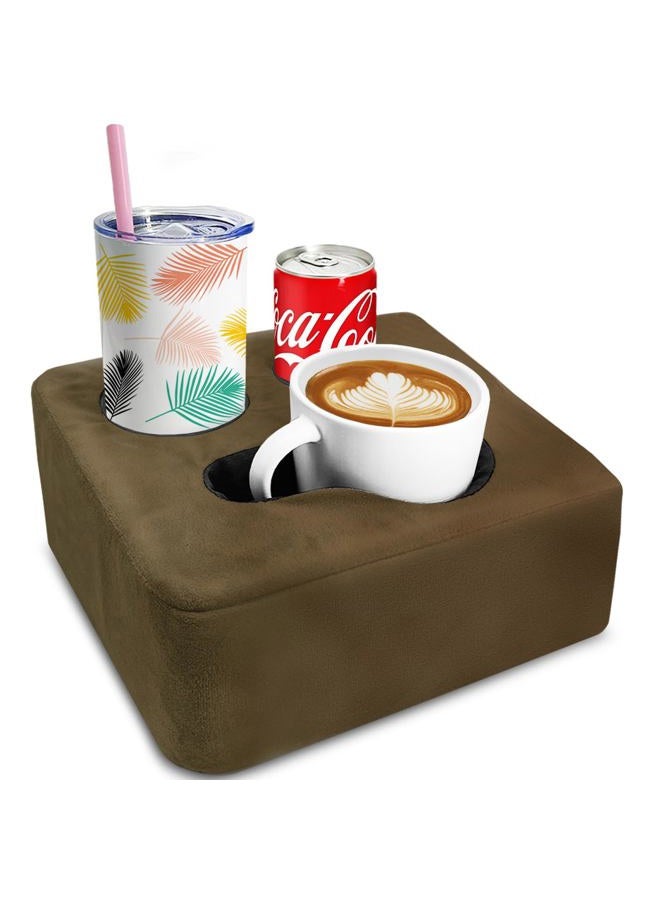 NISDOING Couch Cup Holder Pillow, Couch Cup Holder Tray! Keep Drinks Hand Reach and KeepTemp, Prevent Spills and Use Anywhere. Cup Holder for Couch, Bed, Car, Courtyard, Park, Beach. Dark Brown - Image 1