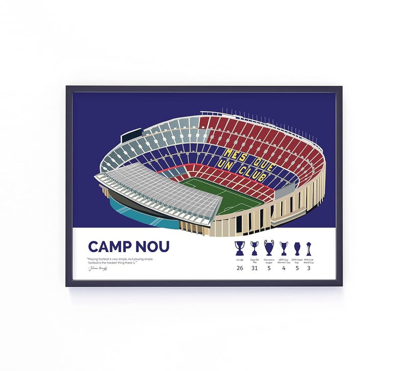 QUOTE - UNQUOTE ART QUOTE UNQUOTE ART FC Barcelona Camp Nou Poster Barcelona Merchandise13x17 inches Black Frame - Image 2
