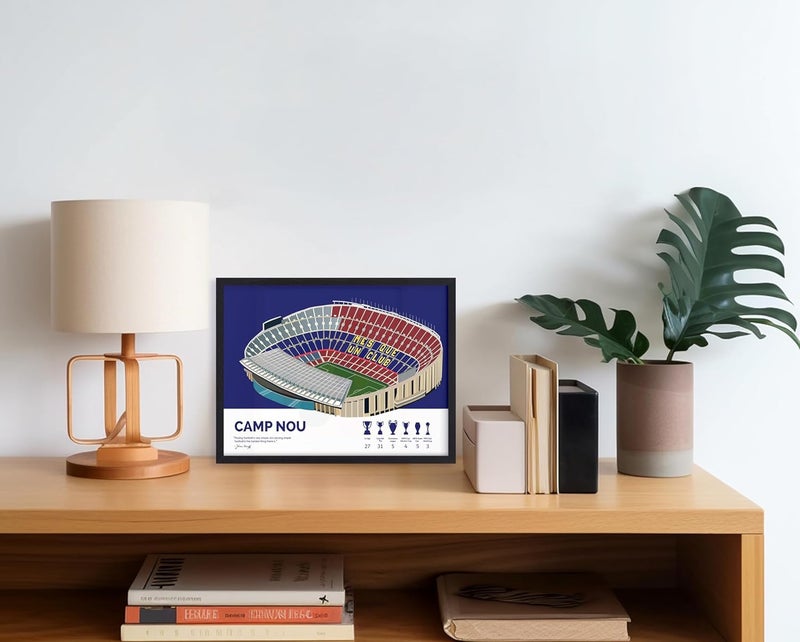 QUOTE - UNQUOTE ART QUOTE UNQUOTE ART FC Barcelona Camp Nou Poster Barcelona Merchandise13x17 inches Black Frame - Image 3