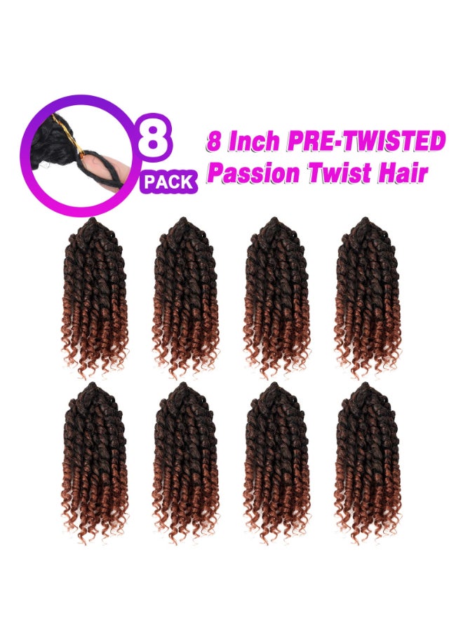 BILEAF 8 Inch Passion Twist Hair 8 Packs Pretwisted Passion Twist Crochet Hair Prelooped Crochet Passion Twist Braiding Hair for Women Girls and Kids Bohemian Passion Twists T350 - Image 4